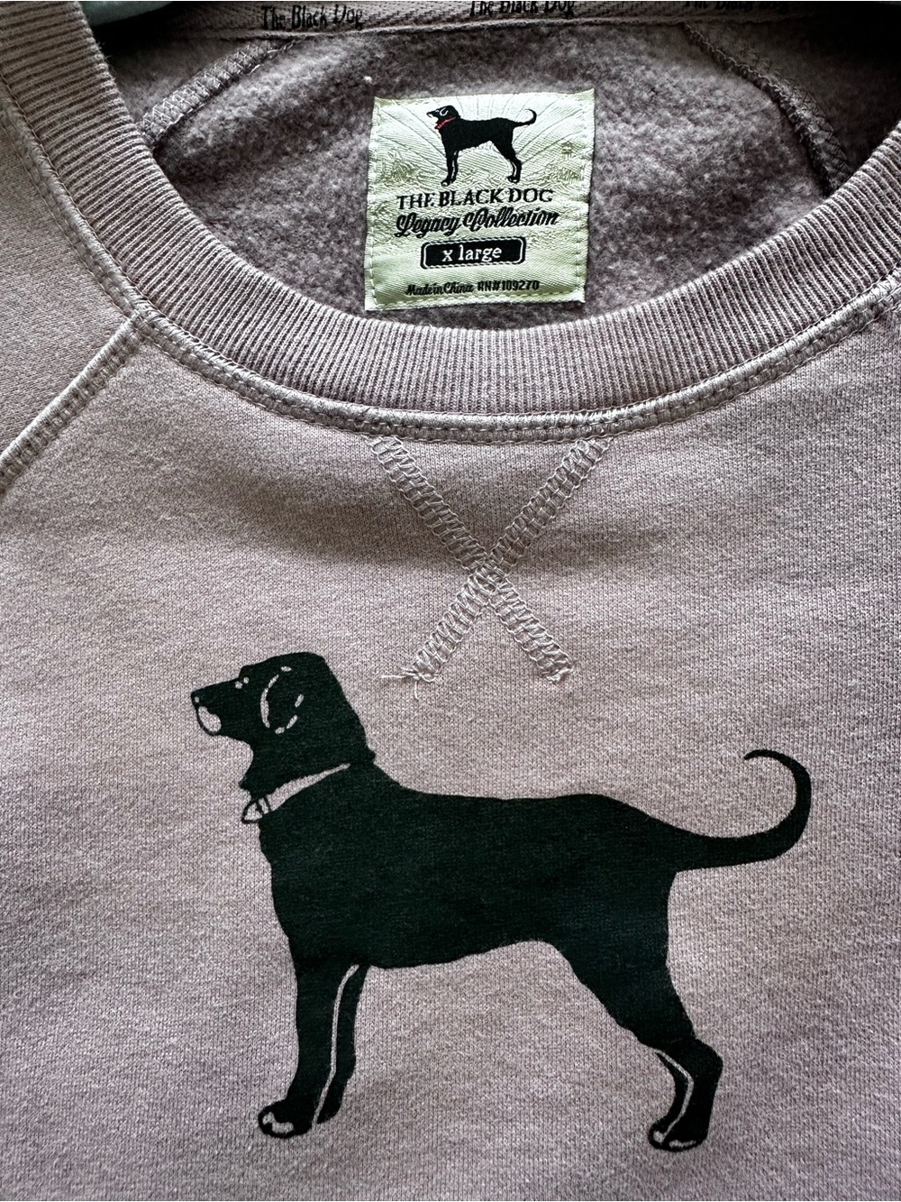 The Black Dog Mauve Crewneck Sweatshirt with Black Dog Graphic - Picture 2 of 3